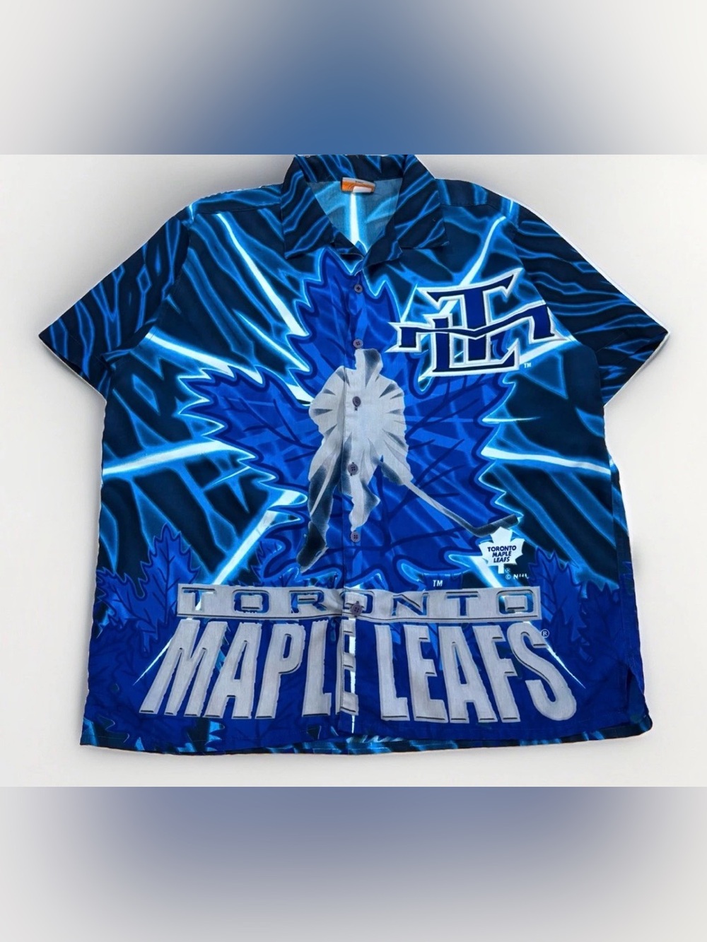 Vintage Y2K Toronto Maple Leafs Button Down Shirt Shockwave Size XL NHL Hockey